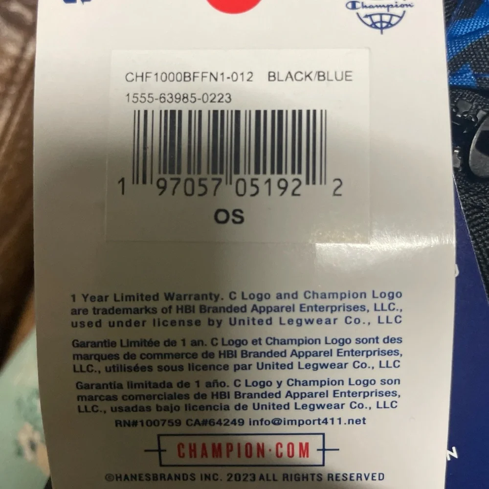 Champion Blue and Black Backpack with Bold Logo Design